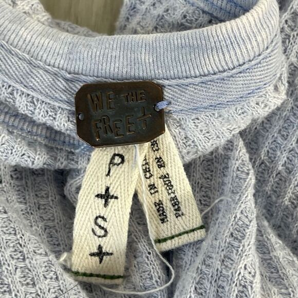 Free People.We The Free  Pale Blue Purple Waffle Weave Long Sleeve Tee S… - Picture 4 of 7